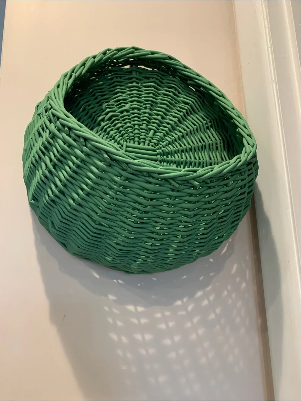 Vintage Wicker Painted Green Wall Basket - Home Accents